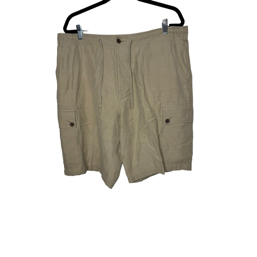 Polo Ralph Lauren Mens Tan Silk Linen Cotton Cargo Shorts Size 36 Drawstring
